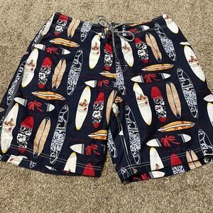 Nautica Men's Swim Trunks Board Shorts Surfboard Print Size 36W Navy Blue
